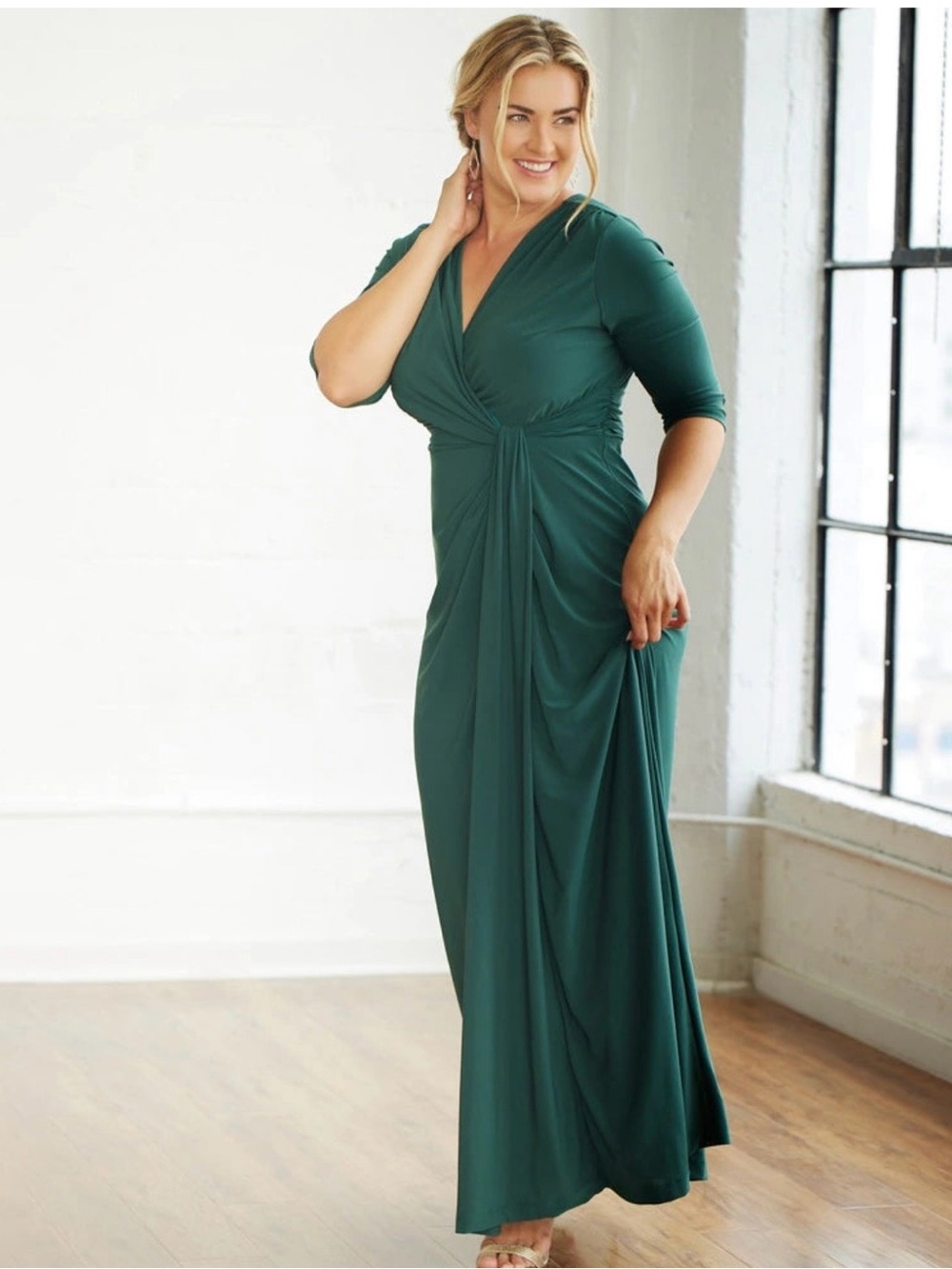 Kiyonna Evening Romance Gown Hunter Green women’s plus size 1X (14-16) Brand new